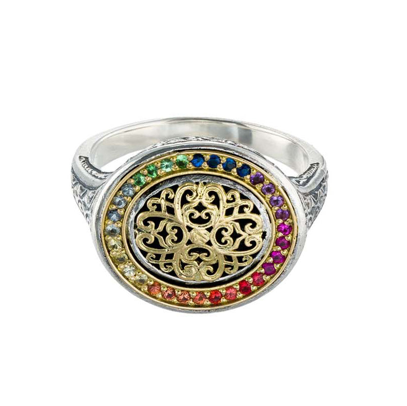 Kosmos Oval Ring - 18k Gold & Sterling Silver Ring - Signet Ring