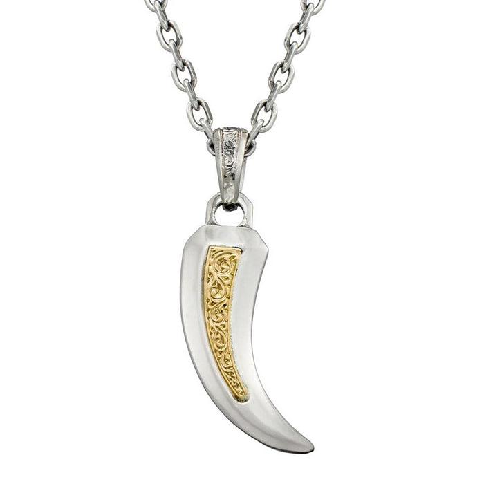 Simplicity Claw Amulet Pendant - 18k Gold & Sterling Silver