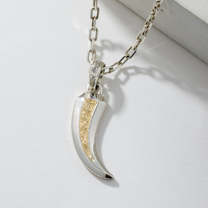 Simplicity Claw Amulet Pendant - 18k Gold & Sterling Silver