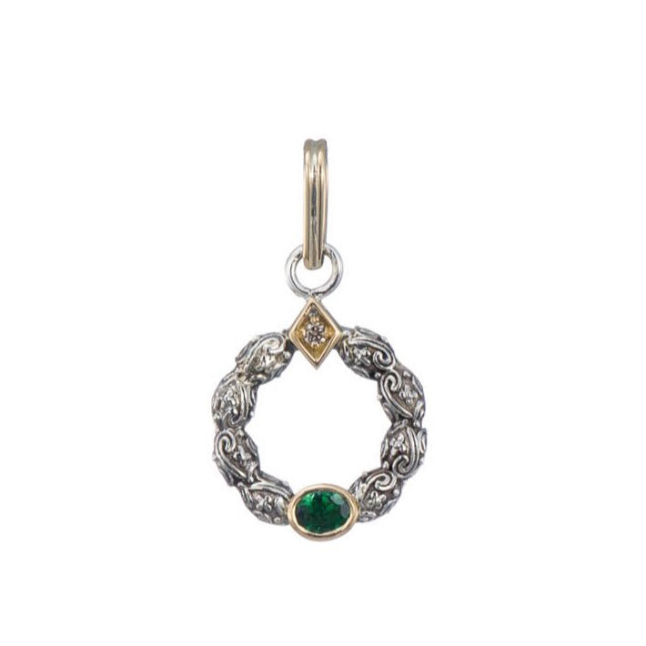 Meadow Breeze Single Round Stone Stud Cycle Pendant (Small) - 18k Gold & Sterling Silver