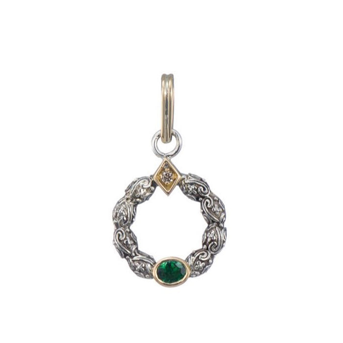 Meadow Breeze Single Round Stone Stud Cycle Pendant (Small) - 18k Gold & Sterling Silver