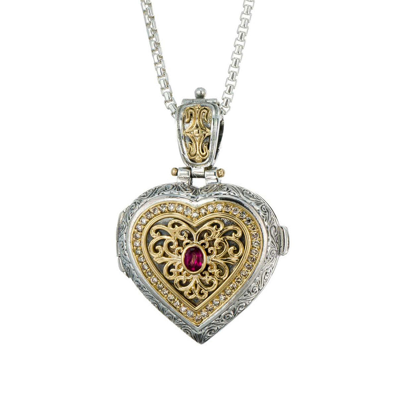 Kosmos Heart Locket Pendant - 18k Gold & Sterling Silver Pendant