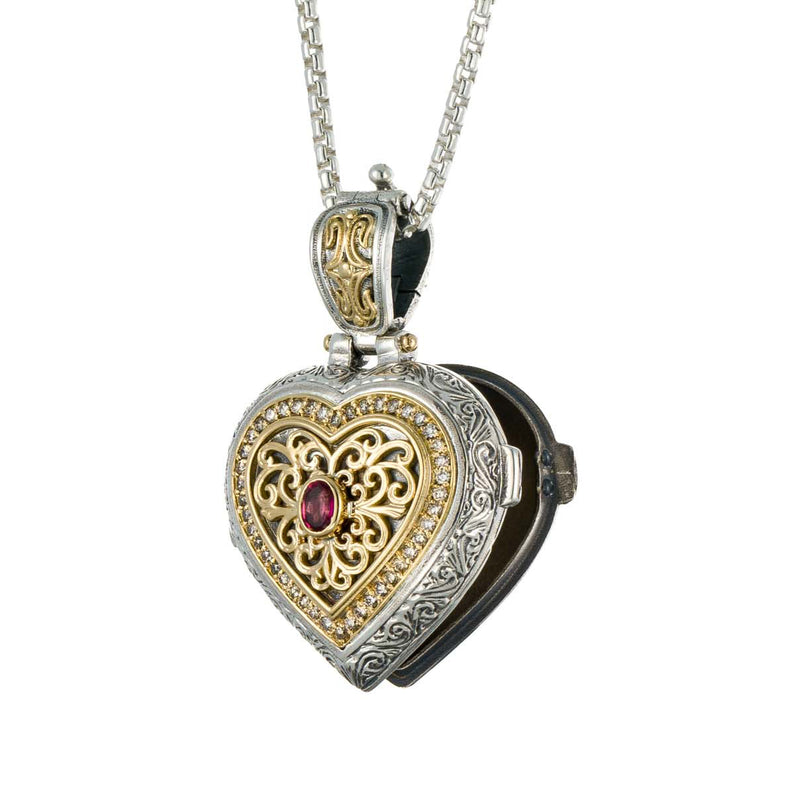 Kosmos Heart Locket Pendant - 18k Gold & Sterling Silver Pendant