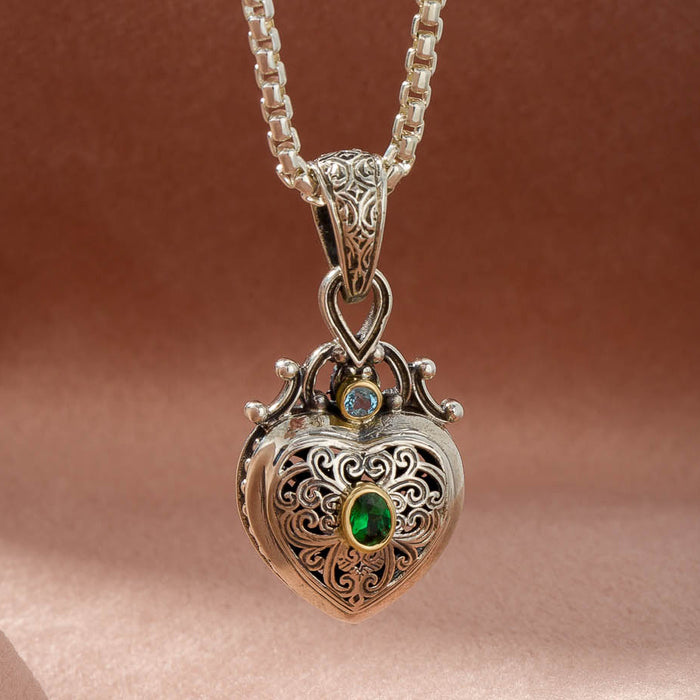 Roxana Heart Pendant - 18k Gold & Sterling Silver