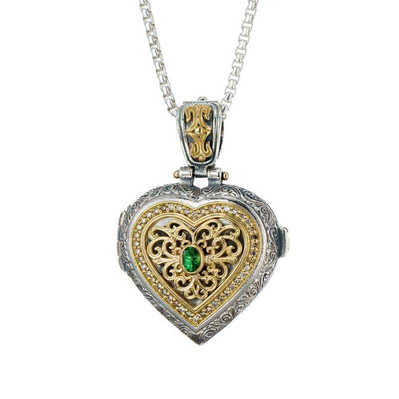 Kosmos Heart Locket Pendant - 18k Gold & Sterling Silver Pendant