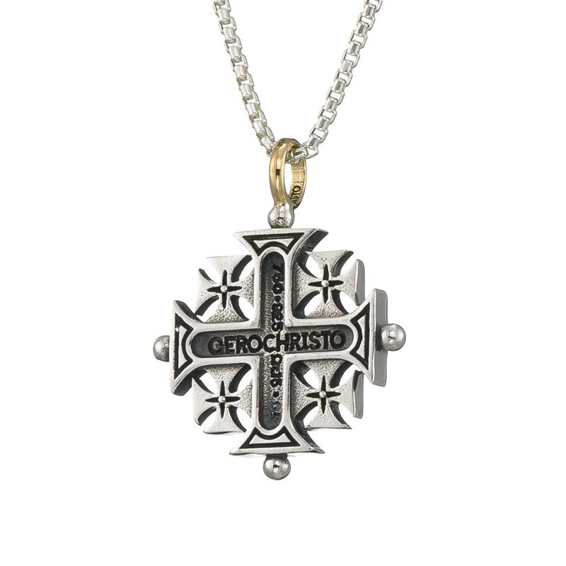 Jerusalem Cross (Large) - 18k Gold & Sterling Silver - Greek Cross Necklace