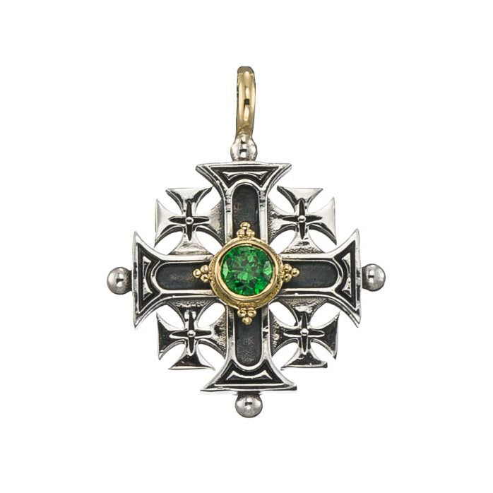 Jerusalem Cross (Medium) - 18k Gold & Sterling Silver - Greek Cross Necklace