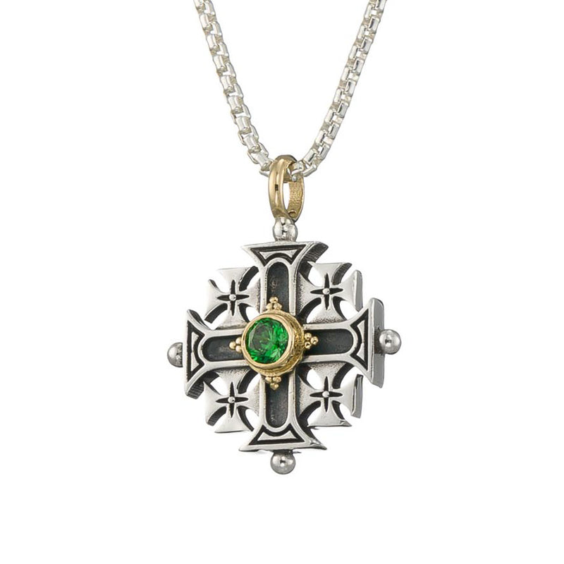 Jerusalem Cross (Medium) - 18k Gold & Sterling Silver - Greek Cross Necklace