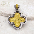 Etched Rounded Greek Cross - Gold Plated Sterling Silver - Orthodox Cross Necklace