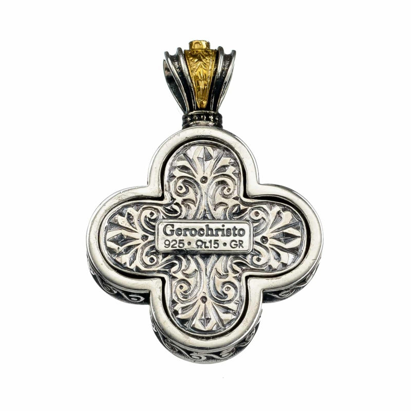 Mother of Pearl Rounded Greek Cross - Gold Plated Sterling Silver - Orthodox Cross Necklace