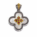 Mother of Pearl Rounded Greek Cross - Gold Plated Sterling Silver - Orthodox Cross Necklace
