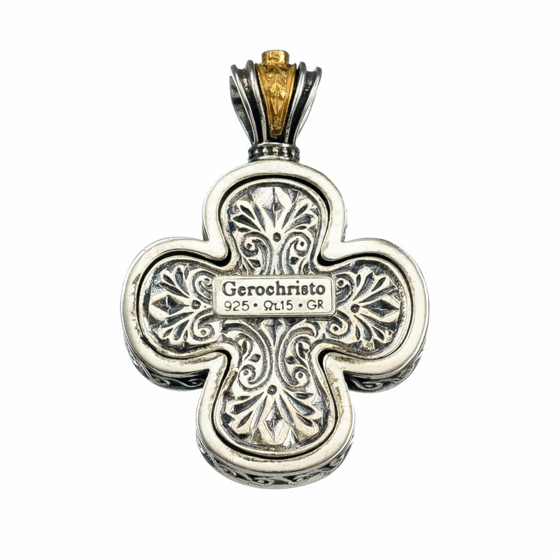 Saint Spyridon Expanding Greek Cross - Gold Plated & Sterling Silver - Orthodox Cross Necklace