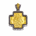 St George Squared Greek Cross - Gold Plated & Sterling Silver - Orthodox Cross Necklace