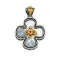 Mother of Pearl Expanding Greek Cross - Gold Plated Sterling Silver - Orthodox Cross Necklace