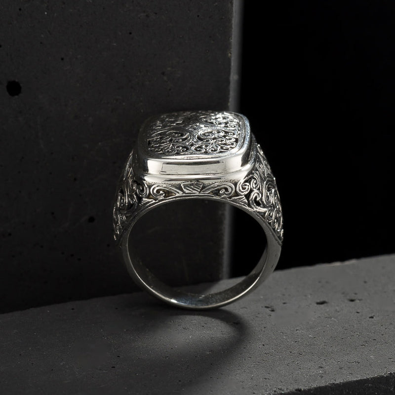 Mediterranean Silver Rectangle Cushion Ring - Sterling Silver Ring