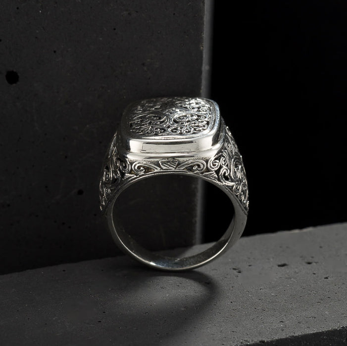 Mediterranean Silver Rectangle Cushion Ring - Sterling Silver Ring