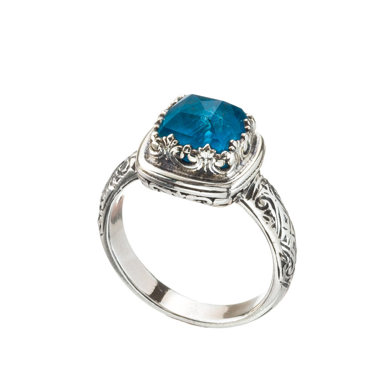 Pop Rocks Iris Square Silver Ring (Small) - Sterling Silver Ring - Cocktail Ring