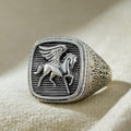 Pegasus Talisman Ring - Sterling Silver - Signet Ring