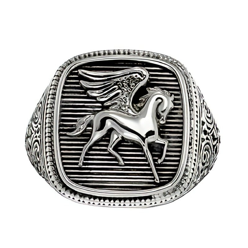 Pegasus Talisman Ring - Sterling Silver - Signet Ring