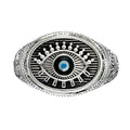 Evil Eye Oval Ring - Sterling Silver - Signet Ring