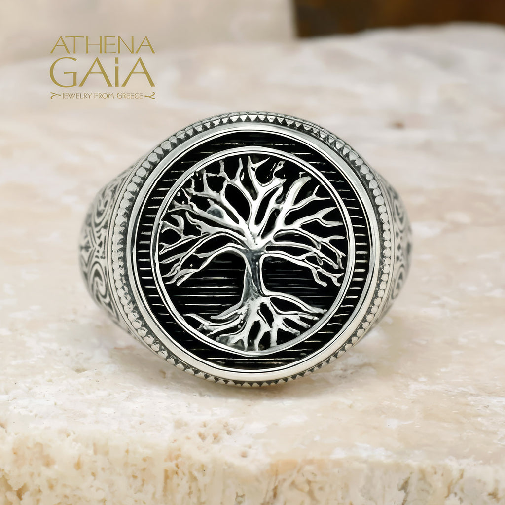 Tree of Life Talisman Ring - Sterling Silver - Signet Ring
