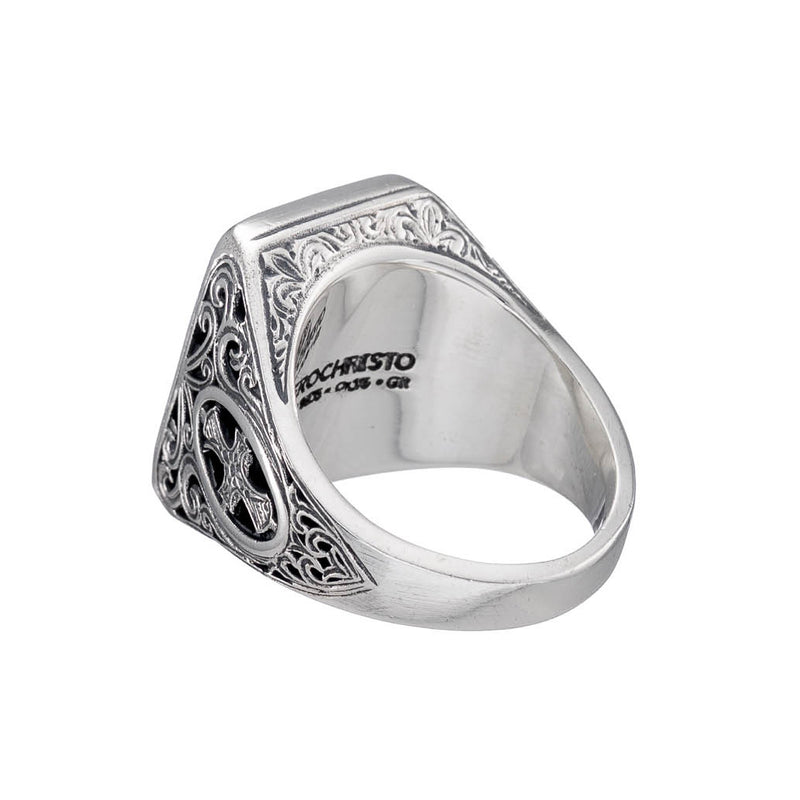 Maltese Cross Shank Ring - 18k Gold & Sterling silver Ring - Club Ring