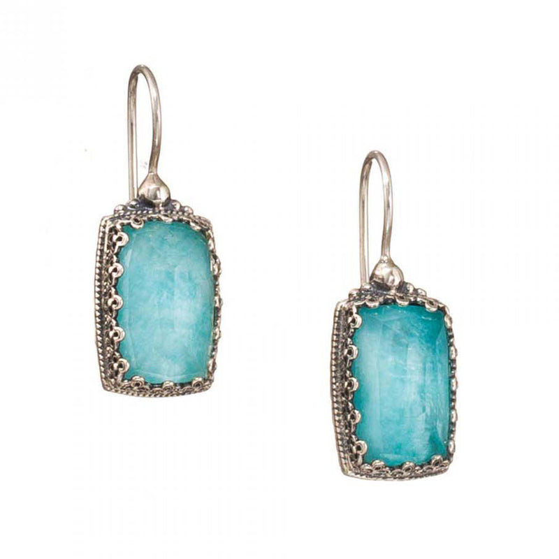 Pop Rocks Aegean Colors Rectangular Silver Earrings