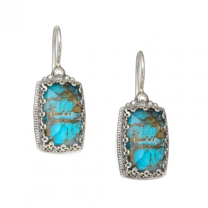 Pop Rocks Aegean Colors Rectangular Silver Earrings