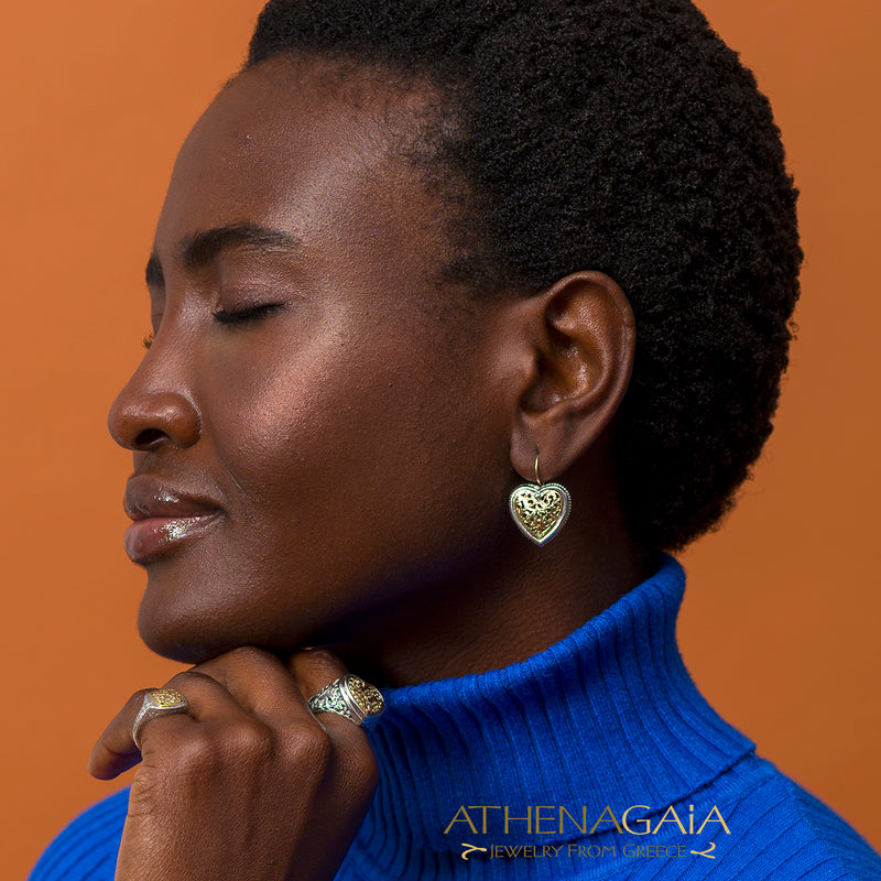 Garden Shadows Heart French Wire Earrings - 18k Gold & Sterling Silver Earrings