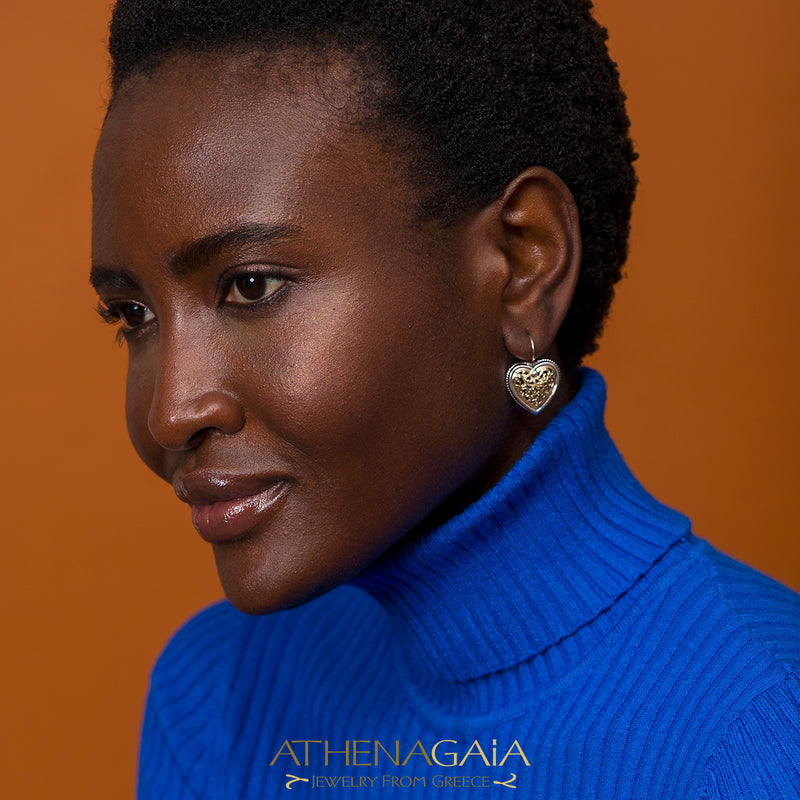 Garden Shadows Heart French Wire Earrings - 18k Gold & Sterling Silver Earrings