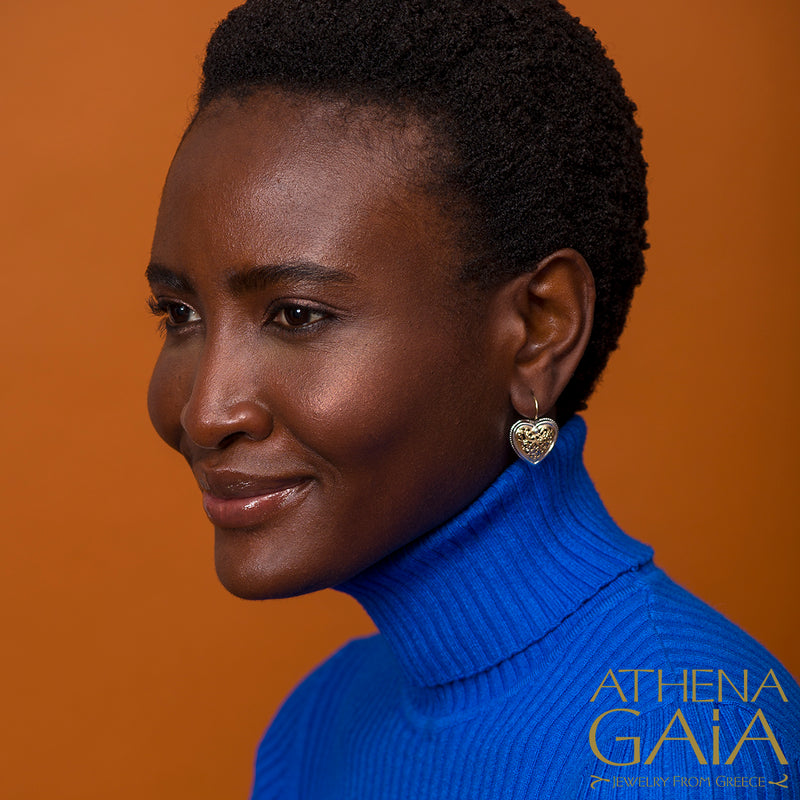 Garden Shadows Heart French Wire Earrings - 18k Gold & Sterling Silver Earrings