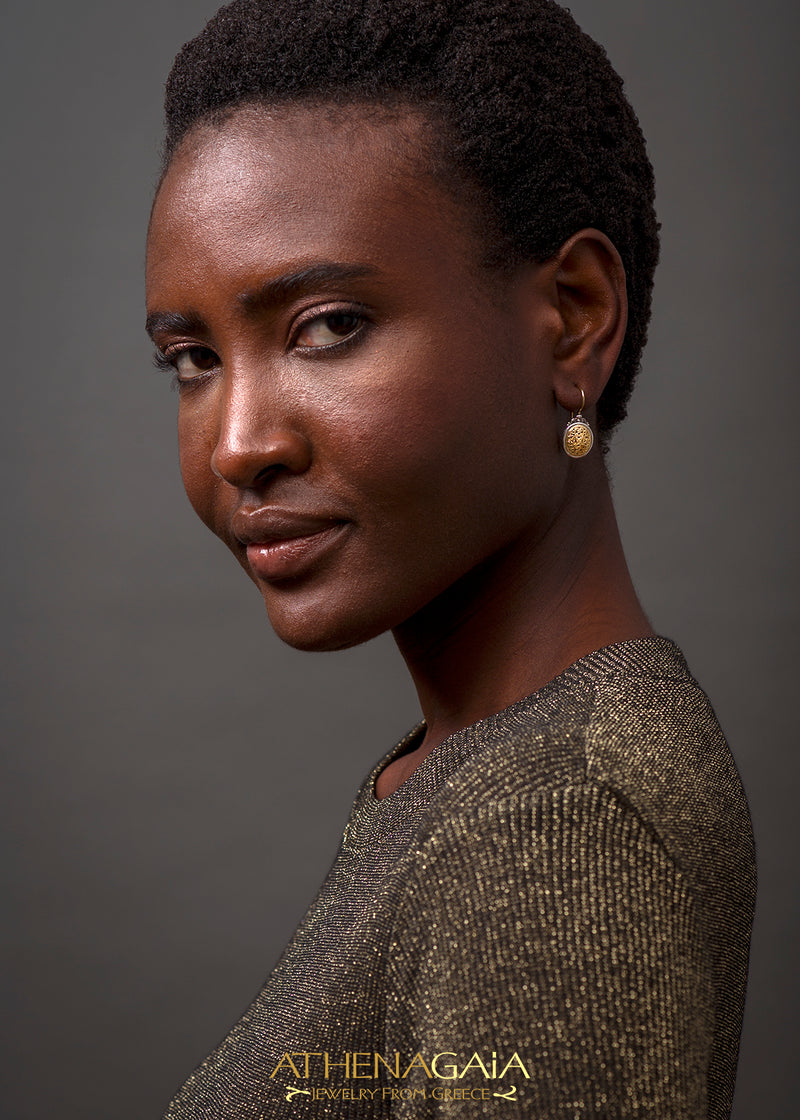 Mediterranean Oval Earrings - 18k Gold & Sterling Silver Earrings - French Wire Earrings