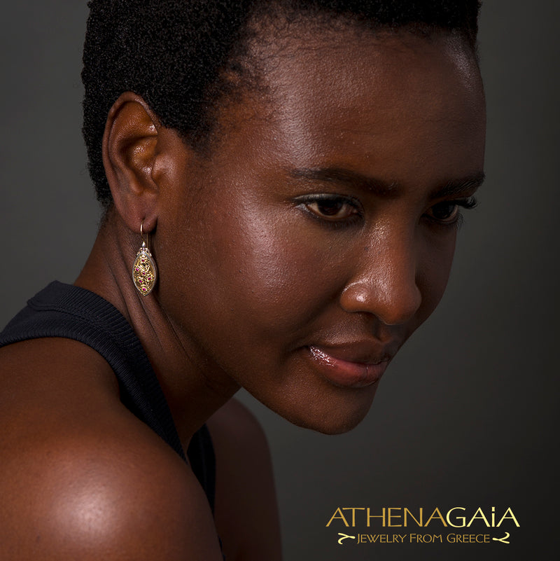 Harmony with Rubies Earrings  - 18k Gold & Sterling Silver Earrings - French Wire Earrings