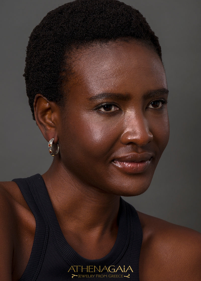 Nefeli Earrings - 18k Gold & Sterling Silver - Hoop Earrings