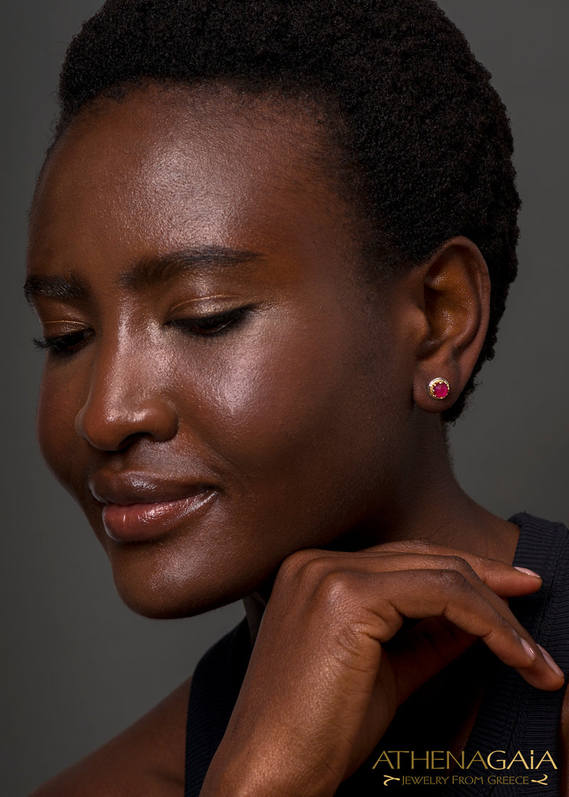 Pop Rocks Small Circle Post Earrings - 18k Gold & Sterling Silver Earrings