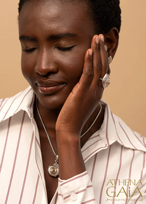 Thalassa Sea Snail with Stone Post Earrings