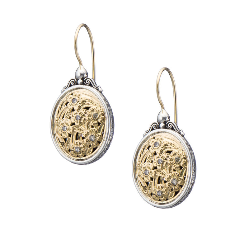 Harmony Oval Diamond Earrings - 18k Gold & Sterling Silver - French Wire Earrings