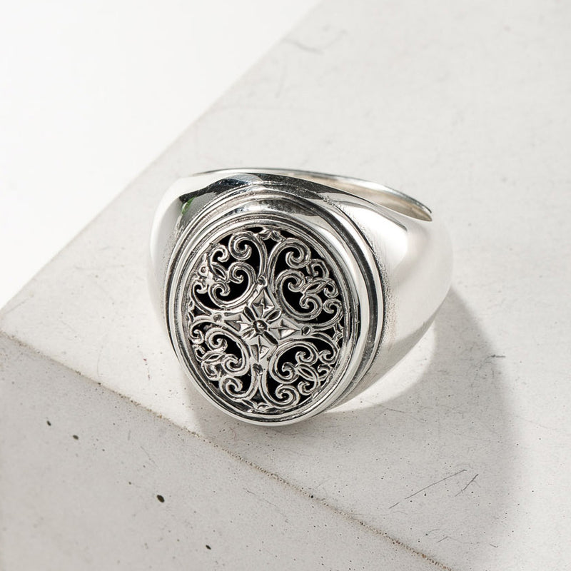 Simplicity Oval Ring - Sterling Silver Ring - Signet Ring