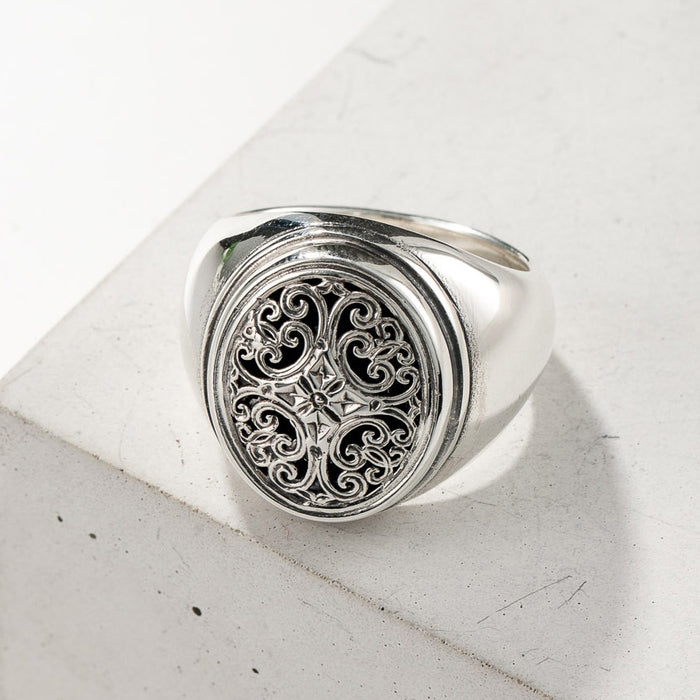 Simplicity Oval Ring - Sterling Silver Ring - Signet Ring