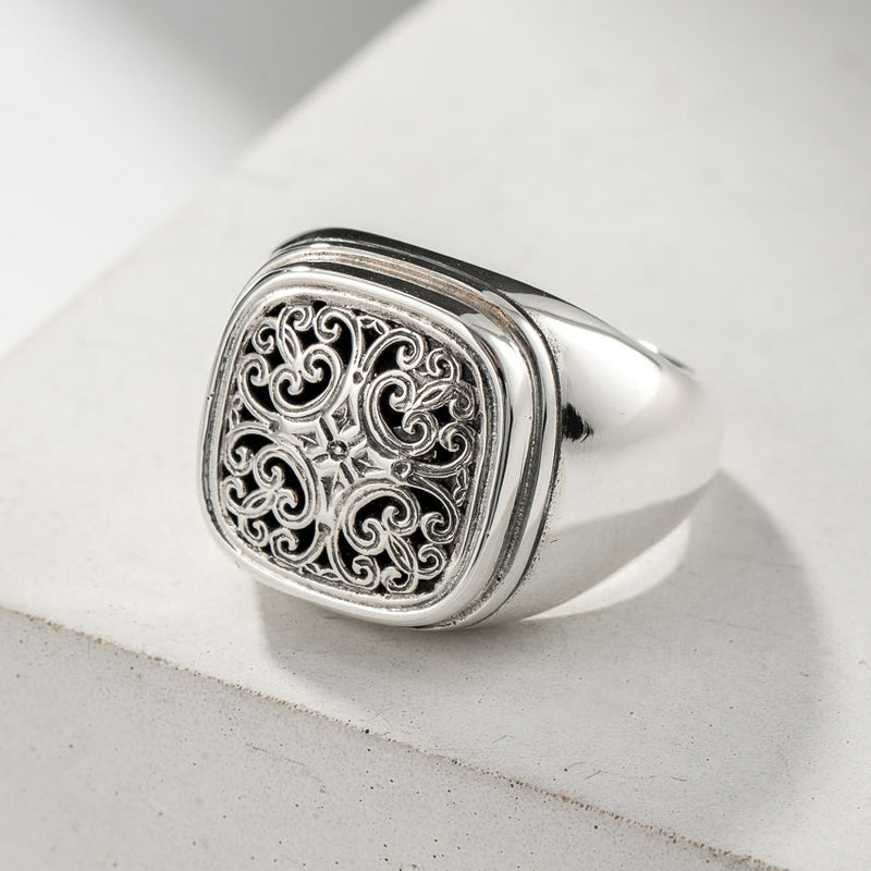 Simplicity Square Ring - Sterling Silver Ring - Signet Ring