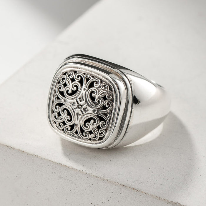 Simplicity Square Ring - Sterling Silver Ring - Signet Ring