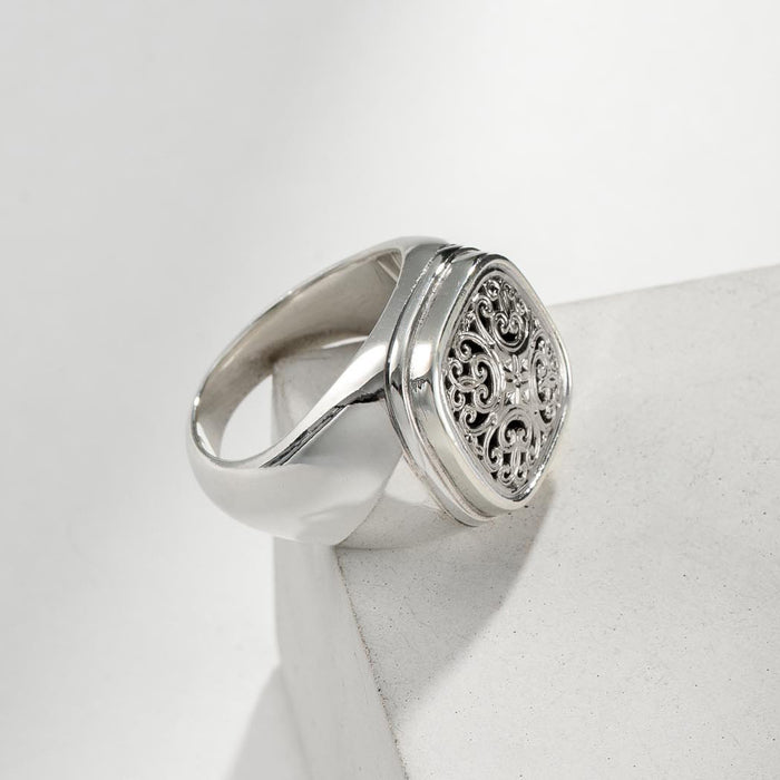 Simplicity Square Ring - Sterling Silver Ring - Signet Ring