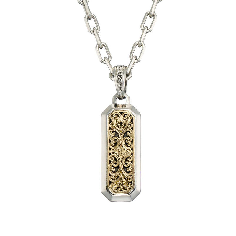 Simplicity Mediterranean Filigree  Pendant - 18k Gold & Sterling Silver Pendant