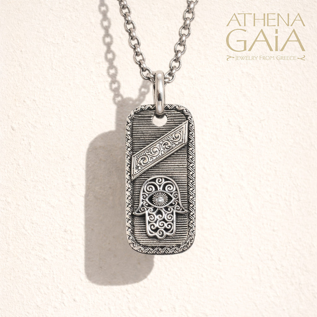 Tablet Hamsa Pendant - Sterling Silver - Talisman