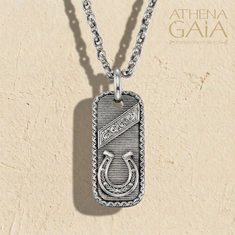 Tablet Horseshoe Pendant - Sterling Silver - Talisman