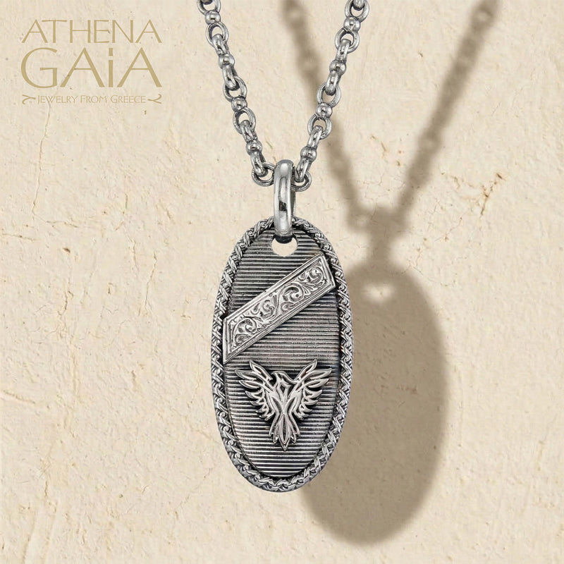 Tablet Phoenix Pendant - Sterling Silver - Talisman