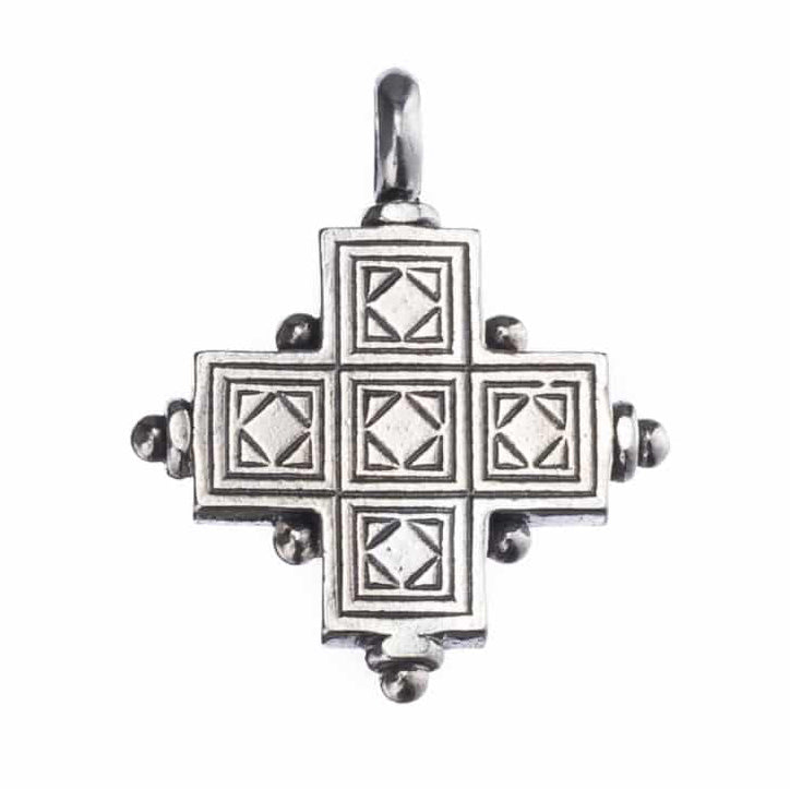 Rustic Silver Cross (Large) - Sterling Silver - Greek Cross Necklace