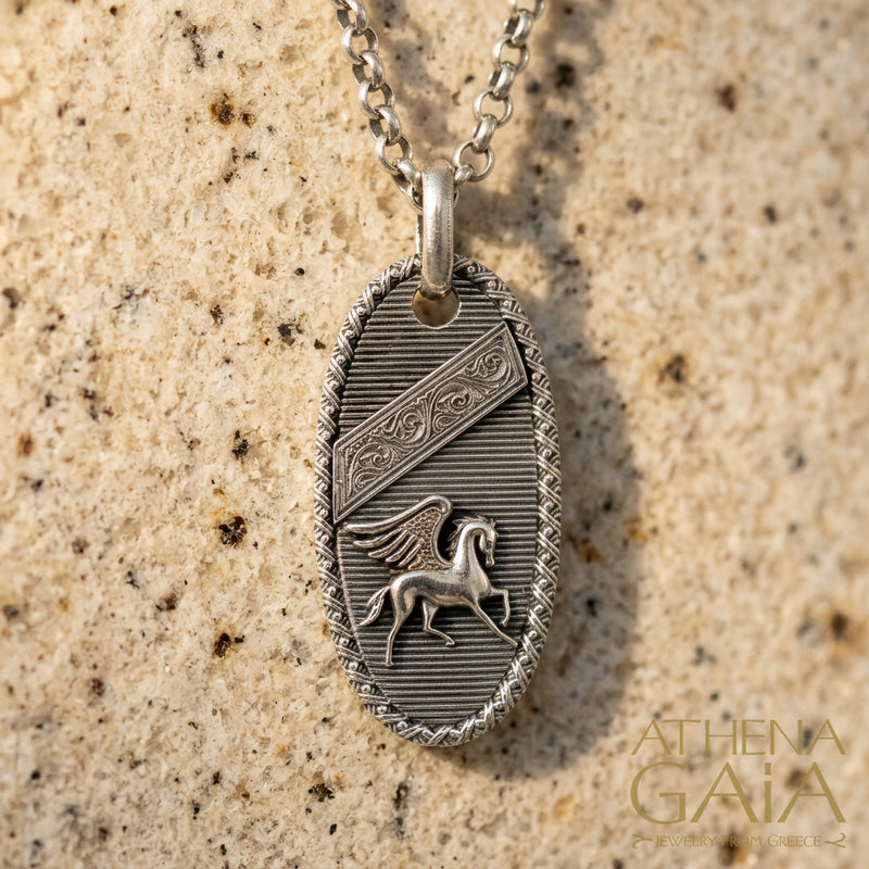 Tablet Pegasus Pendant - Sterling Silver - Talisman