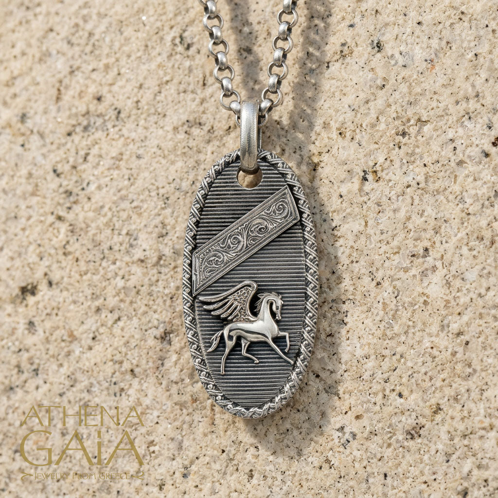 Tablet Pegasus Pendant - Sterling Silver - Talisman