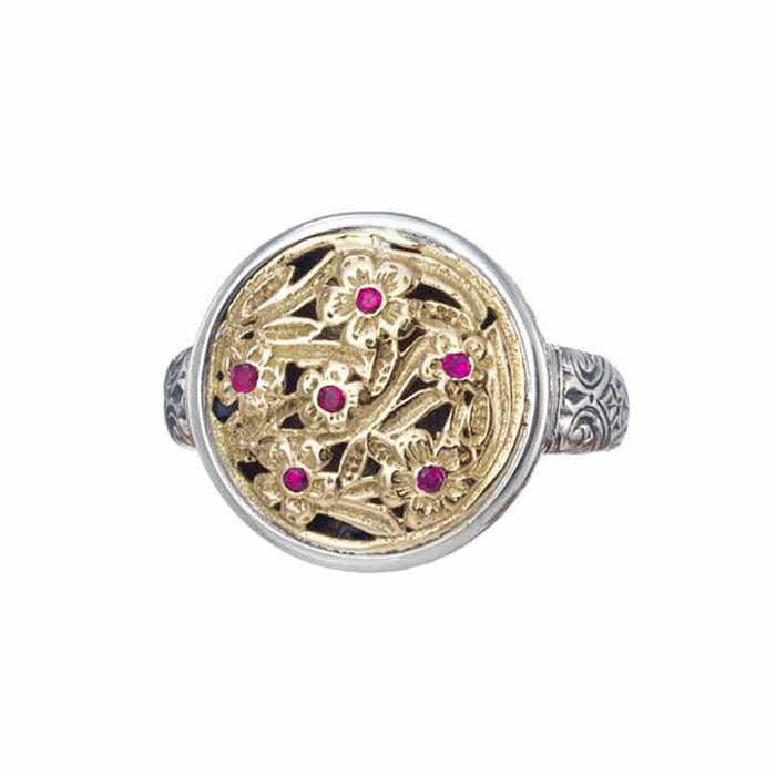 Harmony Gyros with Rubies Ring